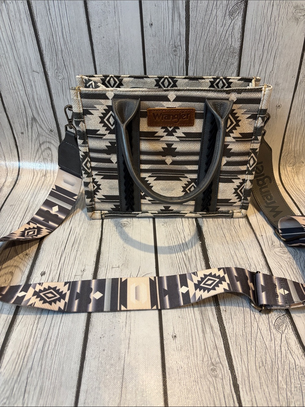 Wrangler Black & Cream Aztec Crossbody Tote